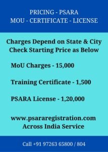 PSARA License Charges MoU Cost Training Fees